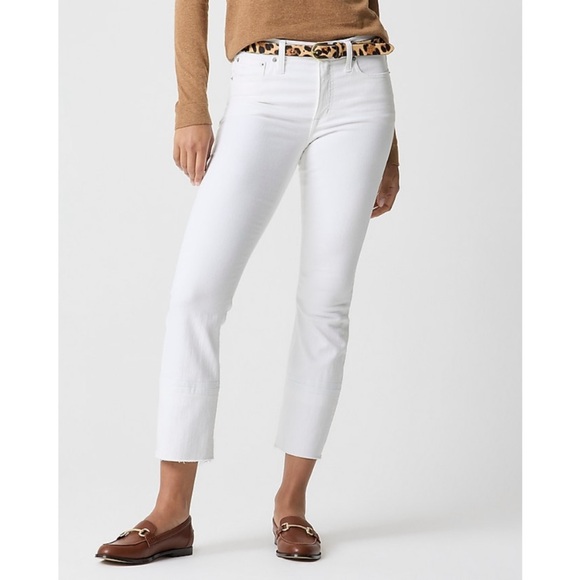 J. Crew Denim - JCrew Straight Crop - Distressed Hem - Mid Rise - White - Size